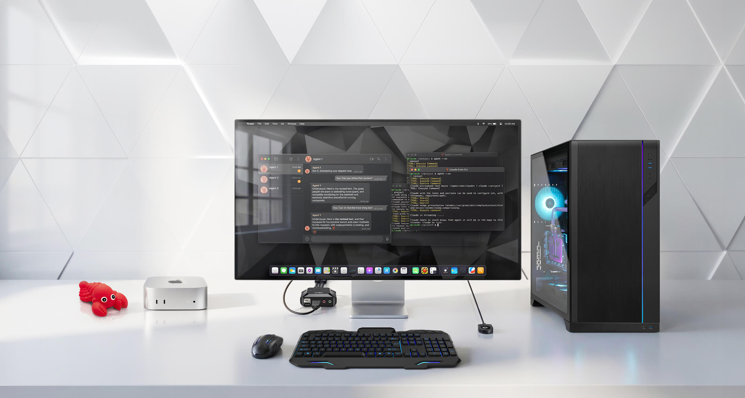Kompaktowy przełącznik kablowy ATEN CS52DP łączący PC i laptop USB-C